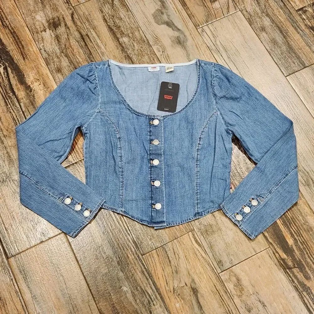 🔸️NWT Levi's Daryn Corset Long Sleeve Denim Top Medium